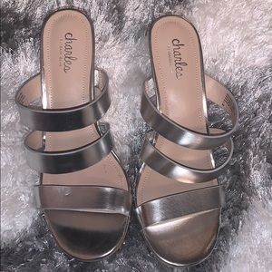 Silver sandal heels